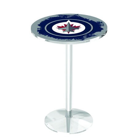 Holland Bar Stool Co 42" Chrome Winnipeg Jets Pub Table L214C4228WinJet